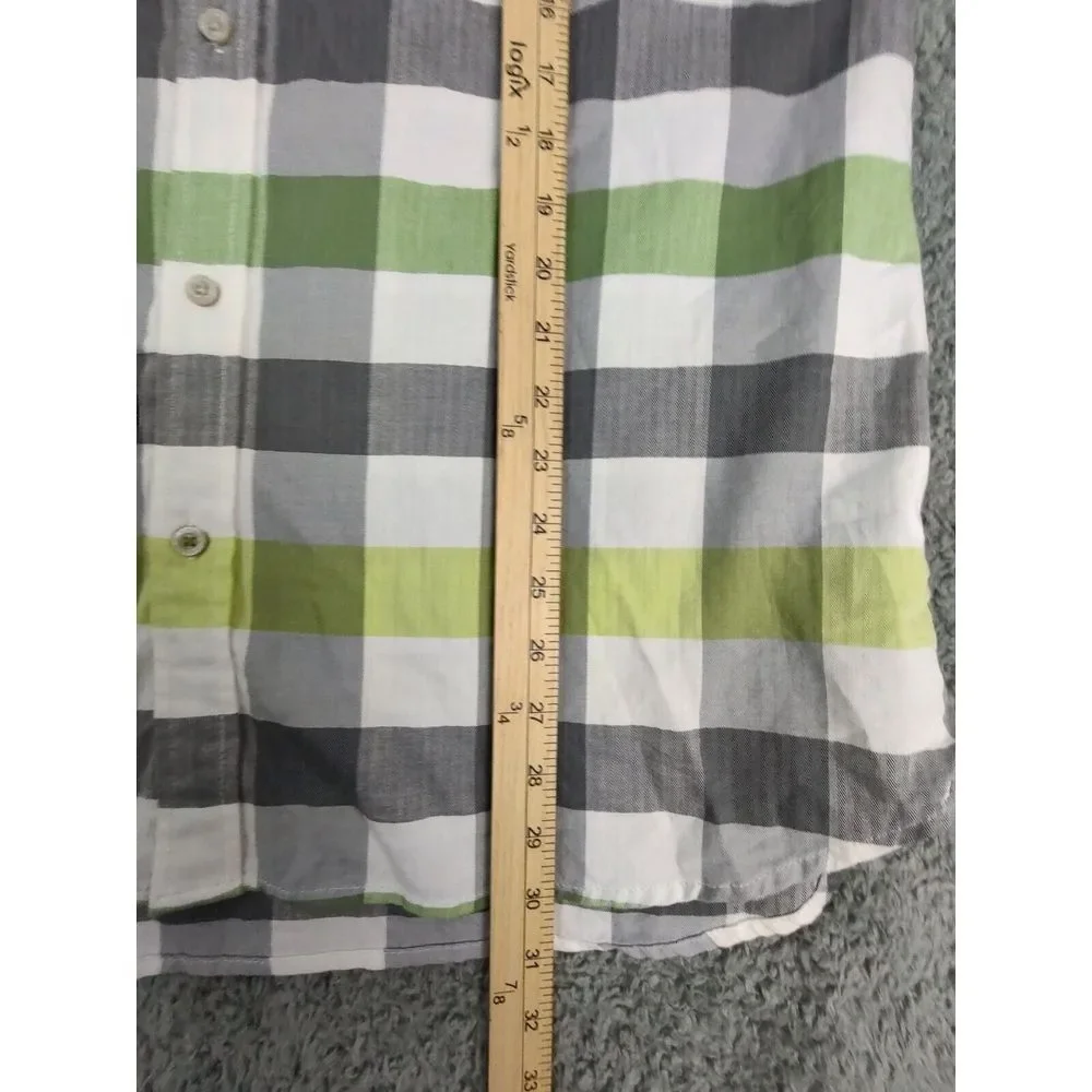 The North‎ Face Men's Shirt XL Gray Yellow Plaid Short Sleeve Button Up Outdoor